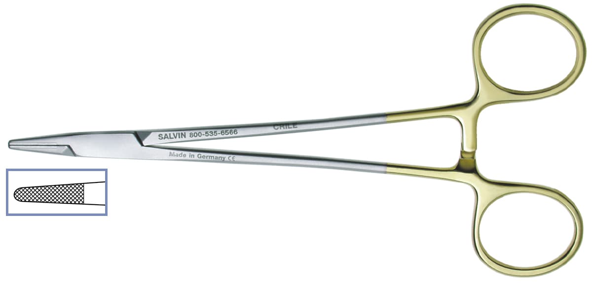Salvin Crile Wood Tungsten Carbide Tipped Needle Holder - For 3-0 to 5-0 Sutures