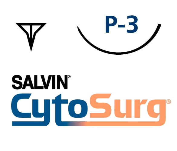 Salvin CytoSurg® PTFE 5-0 P-3 (13mm - 3/8 Premium Circle Reverse Cutting) 24" Suture - Box of 12